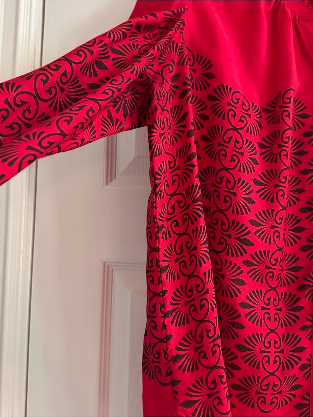 ALIX OF BOHEMIA Artemis Trellis Shirt Red Cherry Button Ruffle Designer Top Med - Picture 12 of 15